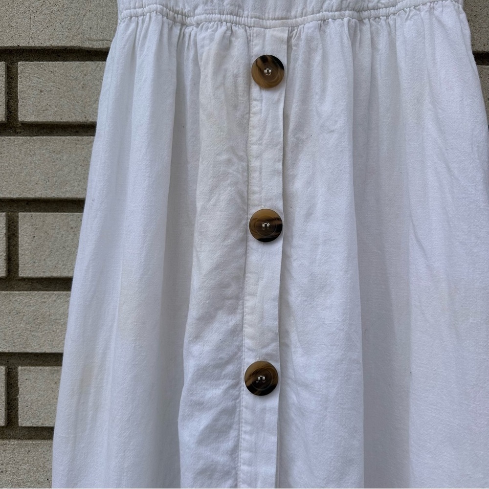 Zara TRF White Tie Back Button Front Midi Dress Spaghetti Strap S Coastal Summer - Picture 6 of 10